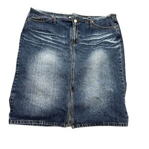 Y2K Paris Blues Plus‎ Size 16W Blue Jean Slit Skirt